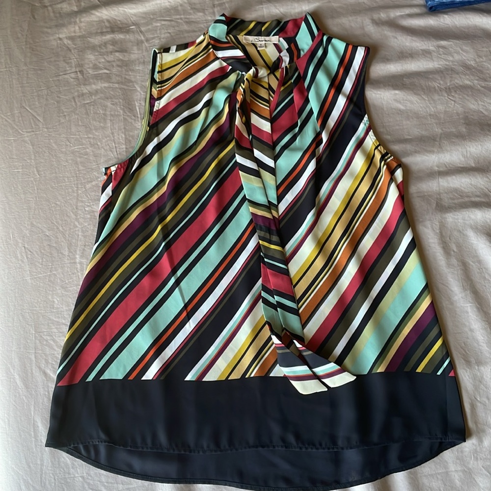 LIKE-NEW Serein polyester sleeveless blouse, Multi-Colored Stripes, S
